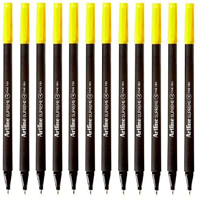 Artline Supreme Fineliner Pen 0.4mm Yellow Box 12 Fineline 102107 (Box 12) - SuperOffice