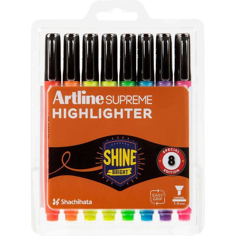 Artline Supreme Highlighter Assorted Pack 8 161078 - SuperOffice