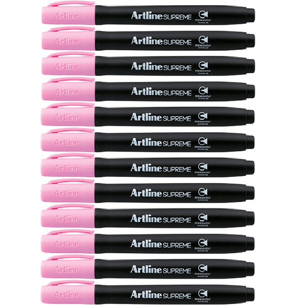 Artline Supreme Permanent Marker Bullet Tip Pastel Pink Box 12 107136 (Box 12) - SuperOffice