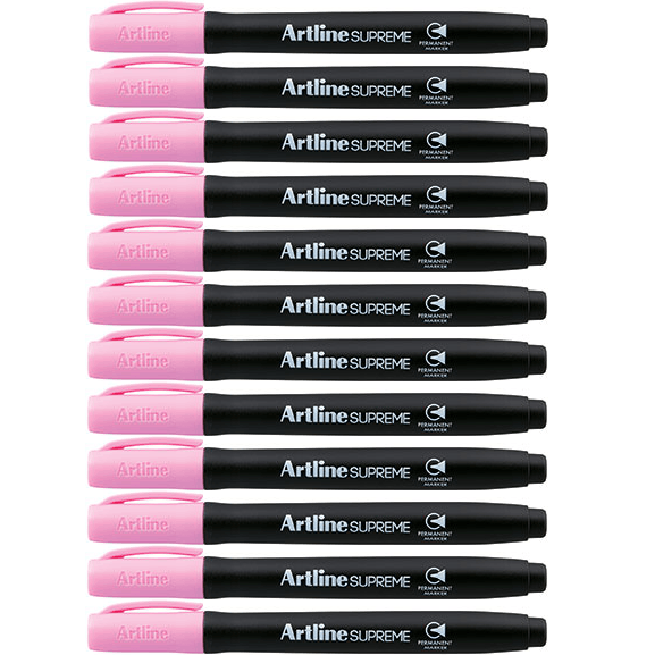 Artline Supreme Permanent Marker Bullet Tip Pastel Pink Box 12 107136 (Box 12) - SuperOffice