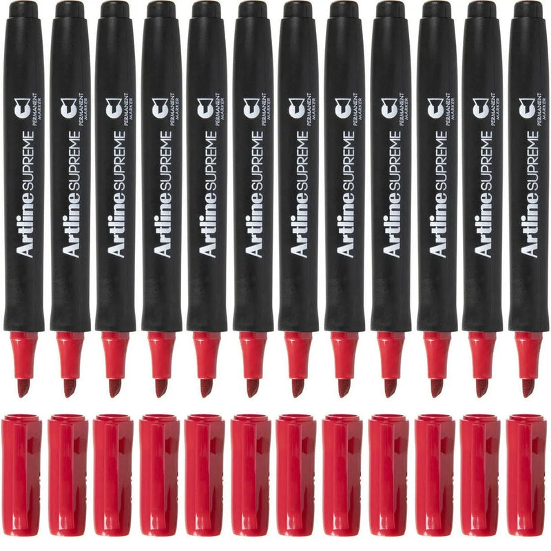 Artline Supreme Permanent Marker Chisel Red Box 12 109102 (Box 12) - SuperOffice