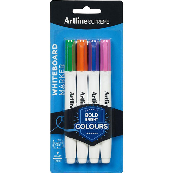 Artline Supreme Whiteboard Marker Bright Assorted Pack 4 105175 - SuperOffice