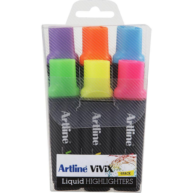 Artline Vivix Highlighter Chisel Assorted Wallet 6 167076 - SuperOffice