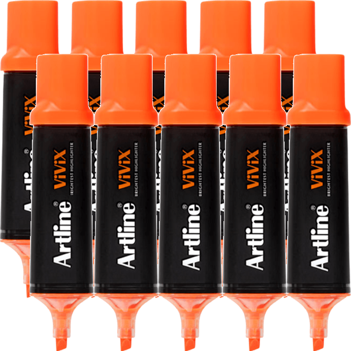 Artline Vivix Highlighters Chisel Tip Liquid Orange Box 10 167005 (Box 10) - SuperOffice