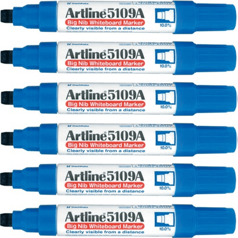 Artline Whiteboard Marker Big Nib 10mm Chisel Tip Blue Box 6 5109A 159003 (Box 6) - SuperOffice