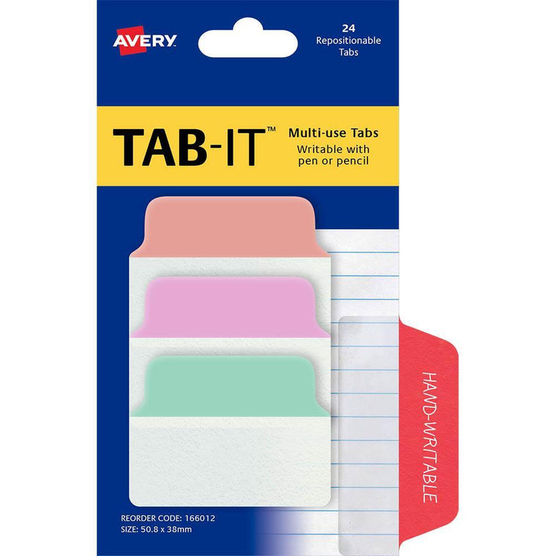 Avery 166012 Multiuse Tabs 50.8 X 38Mm Pastel Pack 24 166012 - SuperOffice