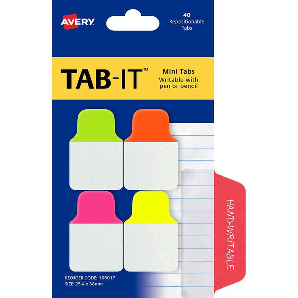 Avery 166017 Mini Tabs 25.4 X 38Mm Neon Pack 40 166017 - SuperOffice