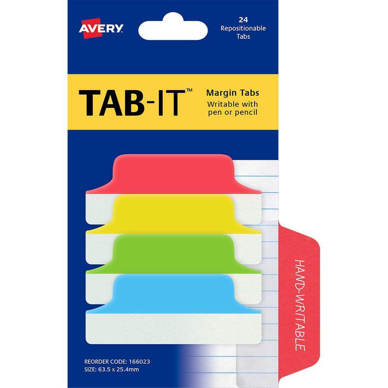 Avery 166023 Margin Tabs 63.5 X 25.4Mm Primary Pack 24 166023 - SuperOffice