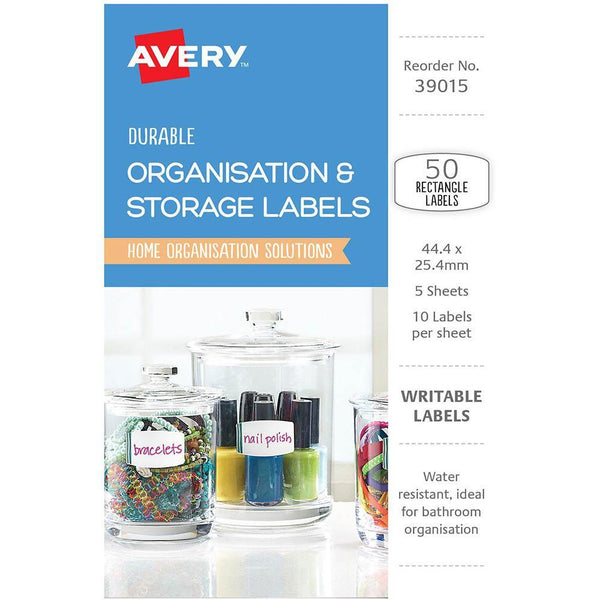 Avery 39015 Durable Removable Labels 44.4 X 25.4Mm White With Blue Details Pack 50 39015 - SuperOffice