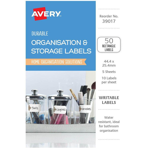 Avery 39017 Durable Removable Labels 44.4 X 25.4Mm White With Brown Details Pack 50 39017 - SuperOffice