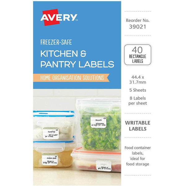 Avery 39021 Labels Container Removable 44.4 X 31.7Mm White With Green Details Pack 40 39021 - SuperOffice