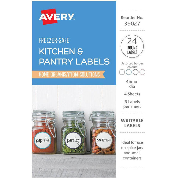 Avery 39027 Kitchen And Pantry Labels Circle 45Mm White Pack 24 39027 - SuperOffice