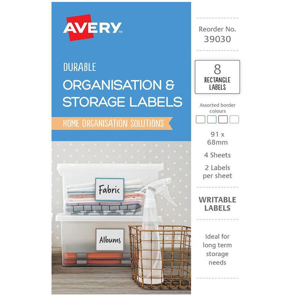 Avery 39030 Organisation And Storage Labels Rectangle 91x68mm White Pack 8 39030 - SuperOffice