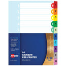 Avery 88710 Divider Plastic 1-10 Index Tab A4 Rainbow 88710 - SuperOffice