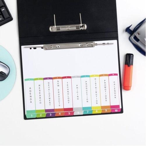 Avery 922004 L7411-10 Customisable Table Of Contents Coloured Divider 1-10 Tab A4 922004 - SuperOffice