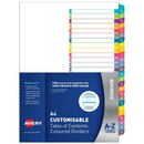 Avery 922007 L7411-26 Customisable Table Of Contents Coloured Dividers A-Z Tabs A4 10 Pack 922007 (10 Pack) - SuperOffice