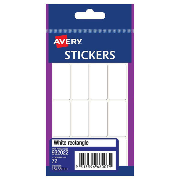 Avery 932022 Multi-Purpose Stickers Rectangle 18 X 38Mm White Pack 72 932022 - SuperOffice