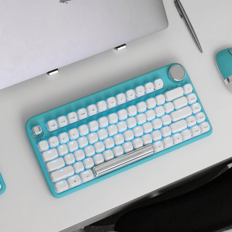 AZIO IK409 IZO Wireless Bluetooth Keyboard TKL Compact Mint Daisy Turquoise Blue IK409 - SuperOffice