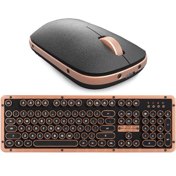 AZIO Retro Artisan Mouse Keyboard Wireless Bluetooth Bundle Set Combo RM-RCM-L-03 + MK-RETRO-L-03B-US - SuperOffice