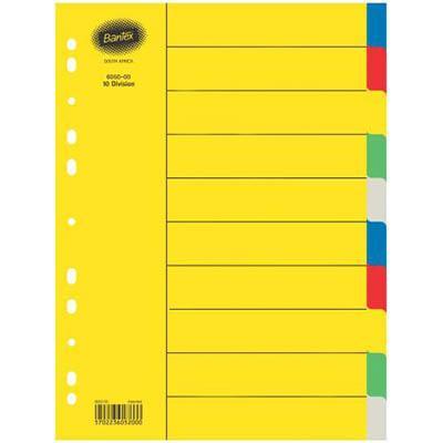 Bantex Manilla Divider 10 Cut Tab A4 Assorted 100080806 - SuperOffice