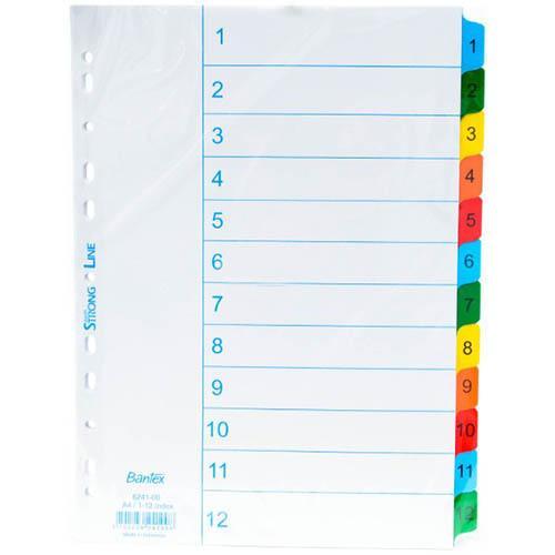 Bantex Mylar Index Divider 1-12 Tab A4 White 100851731 - SuperOffice