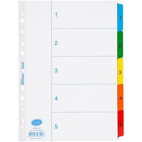 Bantex Mylar Index Divider 1-5 Tab A4 White 100551680 - SuperOffice