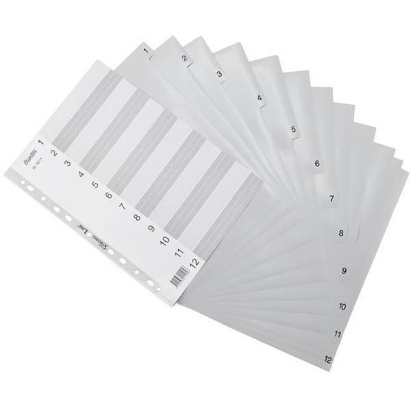 Bantex Pp Index Divider 1-12 Tab A4 Grey 100204668 - SuperOffice