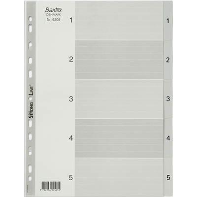 Bantex Pp Index Divider 1-5 Tab A4 Grey 100204680 - SuperOffice