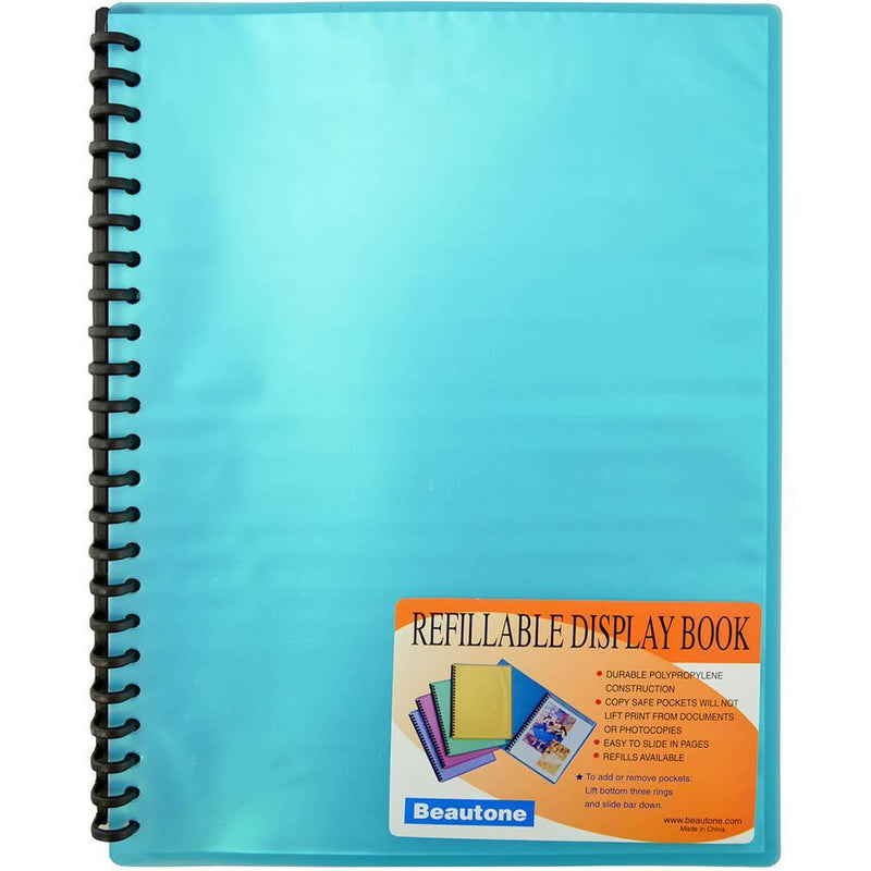 Beautone Cool Frost Display Book Refillable 20 Pocket A4 Blue 100851931 - SuperOffice
