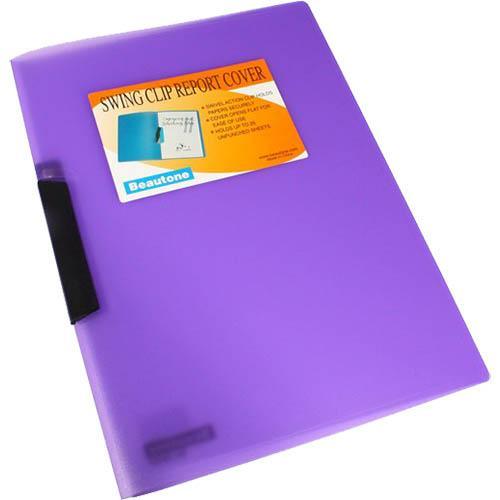 Beautone Cool Frost Swing Clip Report Covers A4 Transparent Purple 100851855 - SuperOffice