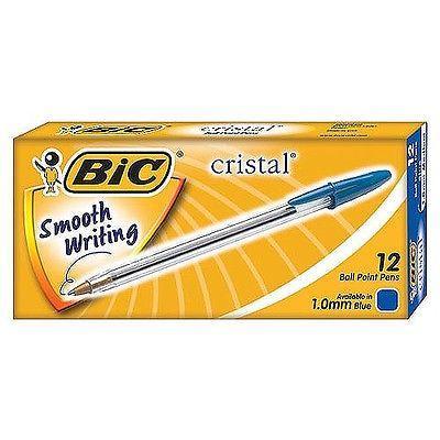 Bic Cristal Ballpoint Pens Medium Blue Box 12 954376 - SuperOffice