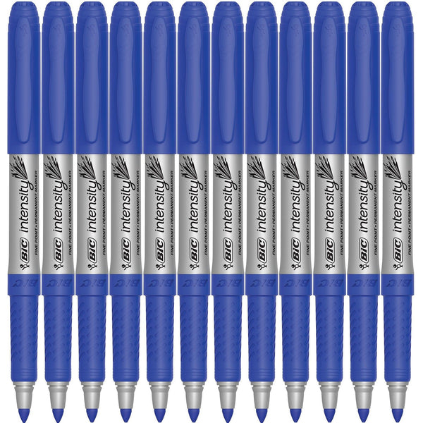 Bic Intensity Permanent Marker Fine Tip 1.1mm Blue Box 12 7315327 - SuperOffice