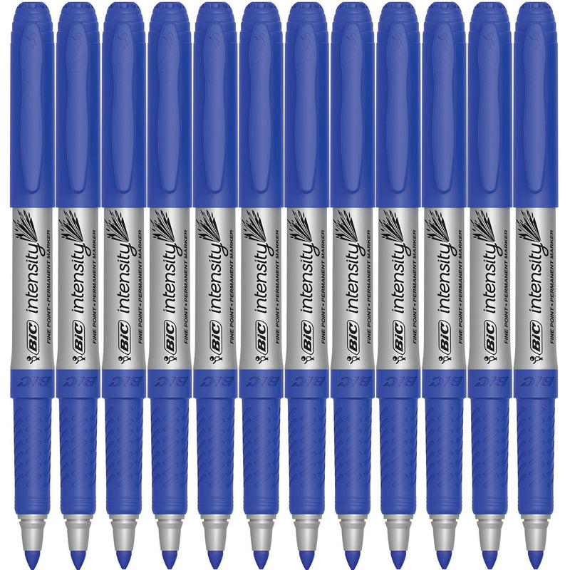 Bic Intensity Permanent Marker Fine Tip 1.1mm Blue Box 12 7315327 - SuperOffice