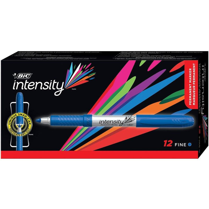 Bic Intensity Permanent Marker Fine Tip 1.1mm Blue Box 12 7315327 - SuperOffice