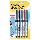 Bic Mark-It Permanent Marker Fine 1.1Mm Bold Assorted Pack 5 959397 - SuperOffice