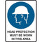 Brady Mandatory Sign Head Protection Must Be Worn In This Area 450x300mm Polypropylene 835019 - SuperOffice