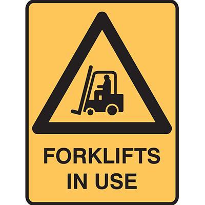 Brady Warning Sign Forklifts In Use 450x300mm Polypropylene 833887 - SuperOffice