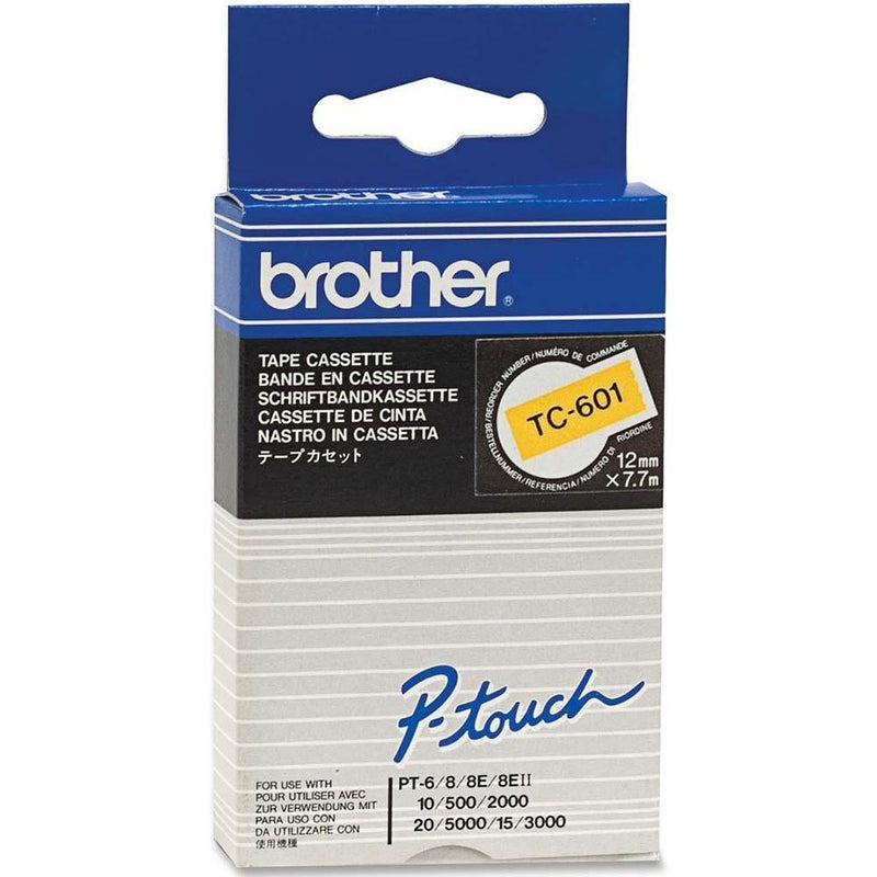 Brother Tc-601 Labelling Tape 12Mm Black On Yellow BRTC-601 - SuperOffice