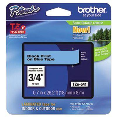 Brother Tze-541 Laminated Labelling Tape 18Mm Black On Blue TZE541 - SuperOffice