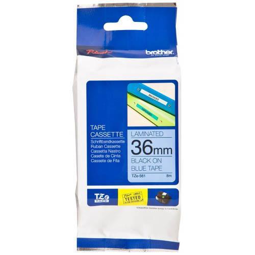 Brother Tze-561 Laminated Labelling Tape 36Mm Black On Blue TZe561 - SuperOffice