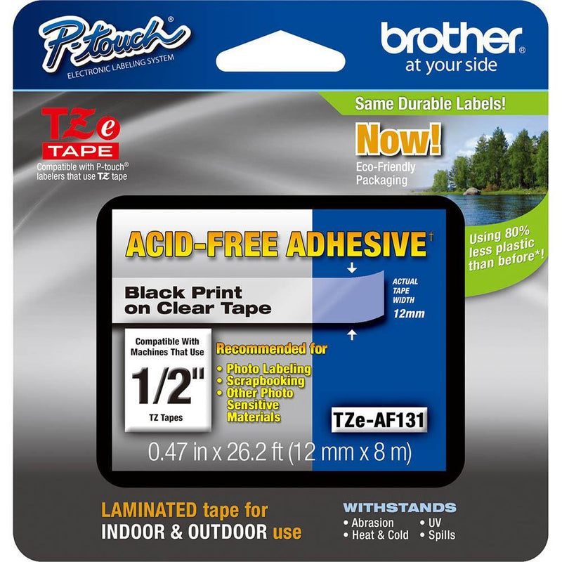 Brother Tze-Af131 Acid Free Labelling Tape 12Mm Black On Clear TZE-AF131 - SuperOffice