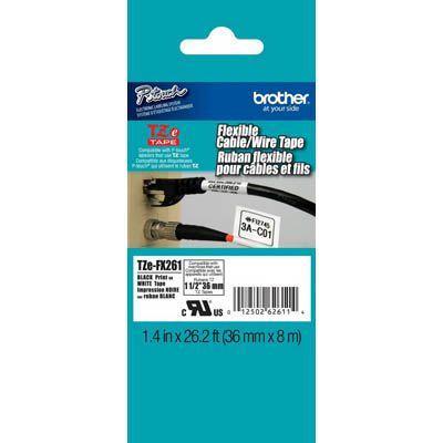 Brother Tze-Fx261 Flexible Labelling Tape 36Mm Black On White TZEFX261 - SuperOffice