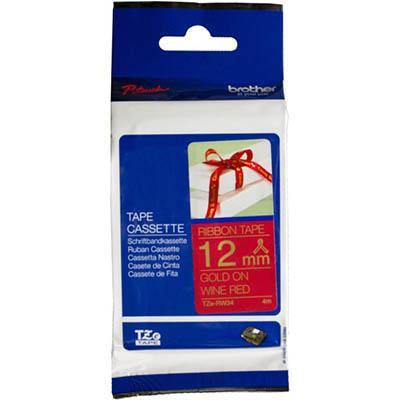 Brother Tze-Rw34 Ribbon Tape 12Mm Gold On Wine Red TZE-RW34 - SuperOffice