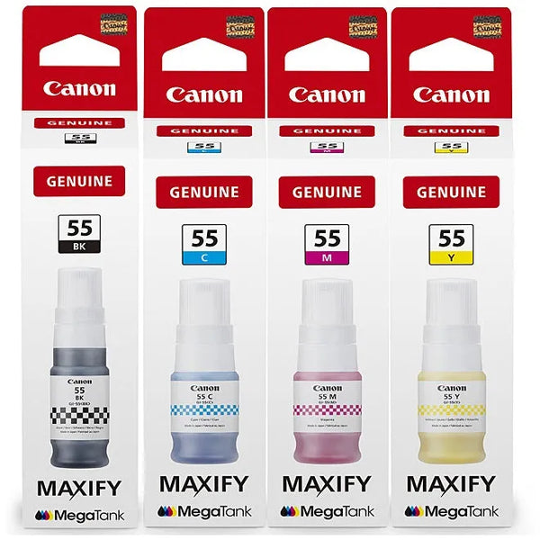 Canon GI55 Ink Cartridge Refill Bottle Black/Cyan/Magenta/Yellow Set Original GI55 (Set) - SuperOffice