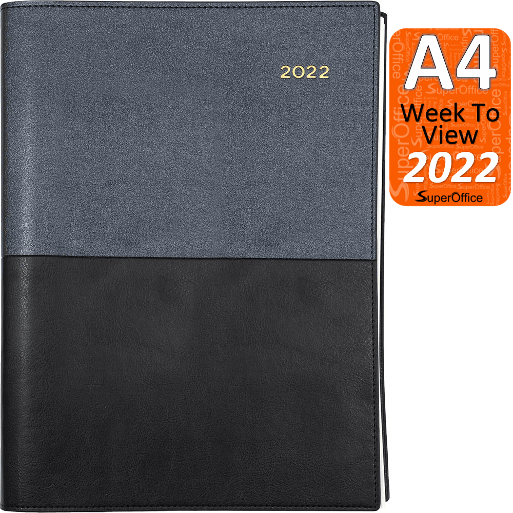 Collins Vanessa A4 Week To View 2022 Diary Black Planner | SuperOffice