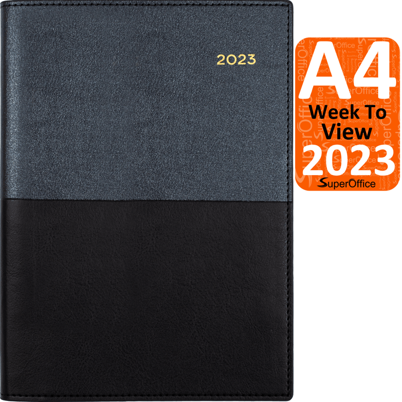 Collins Vanessa A4 Week To View 2023 Diary Black Planner | SuperOffice