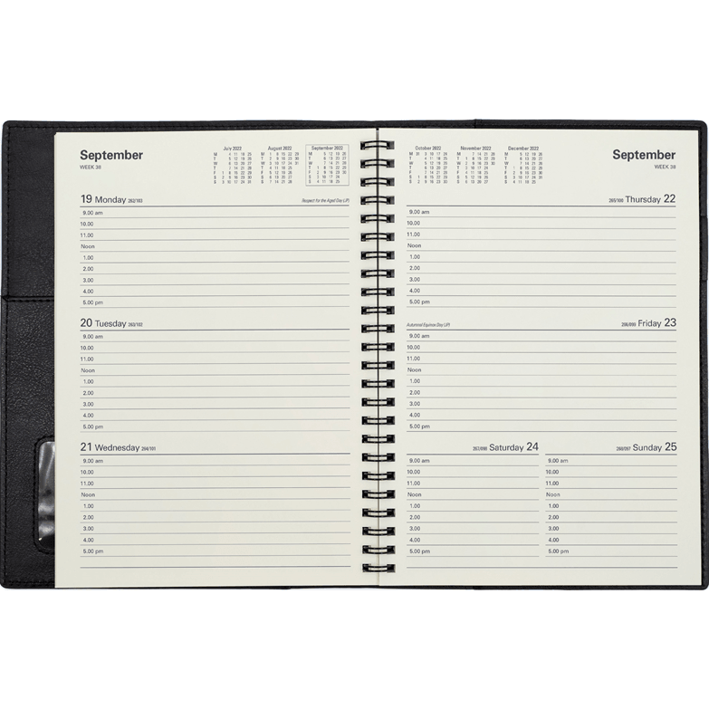 Collins Vanessa A5 Week To View 2022 Diary Planner Black 385.V99-22 (2022 A5 WTV) - SuperOffice