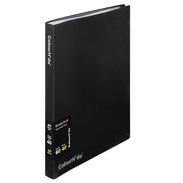 Colourhide Display Book 40 Pockets Sleeves A4 Black Pack 6 2055202J (6 Pack) - SuperOffice