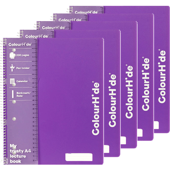 Colourhide Lecture Exercise Notebook 200 Pages A4 Purple Pack 5 1716619H (5 Pack) - SuperOffice