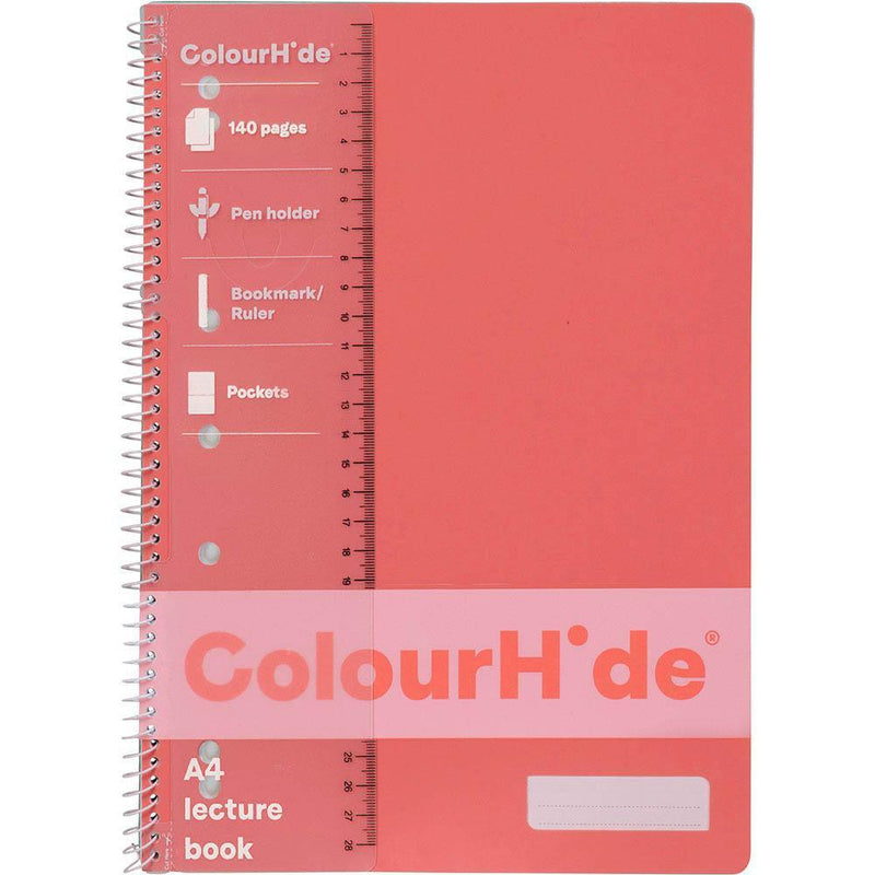 Colourhide Lecture Notebook 140 Page A4 Coral 1719506J - SuperOffice